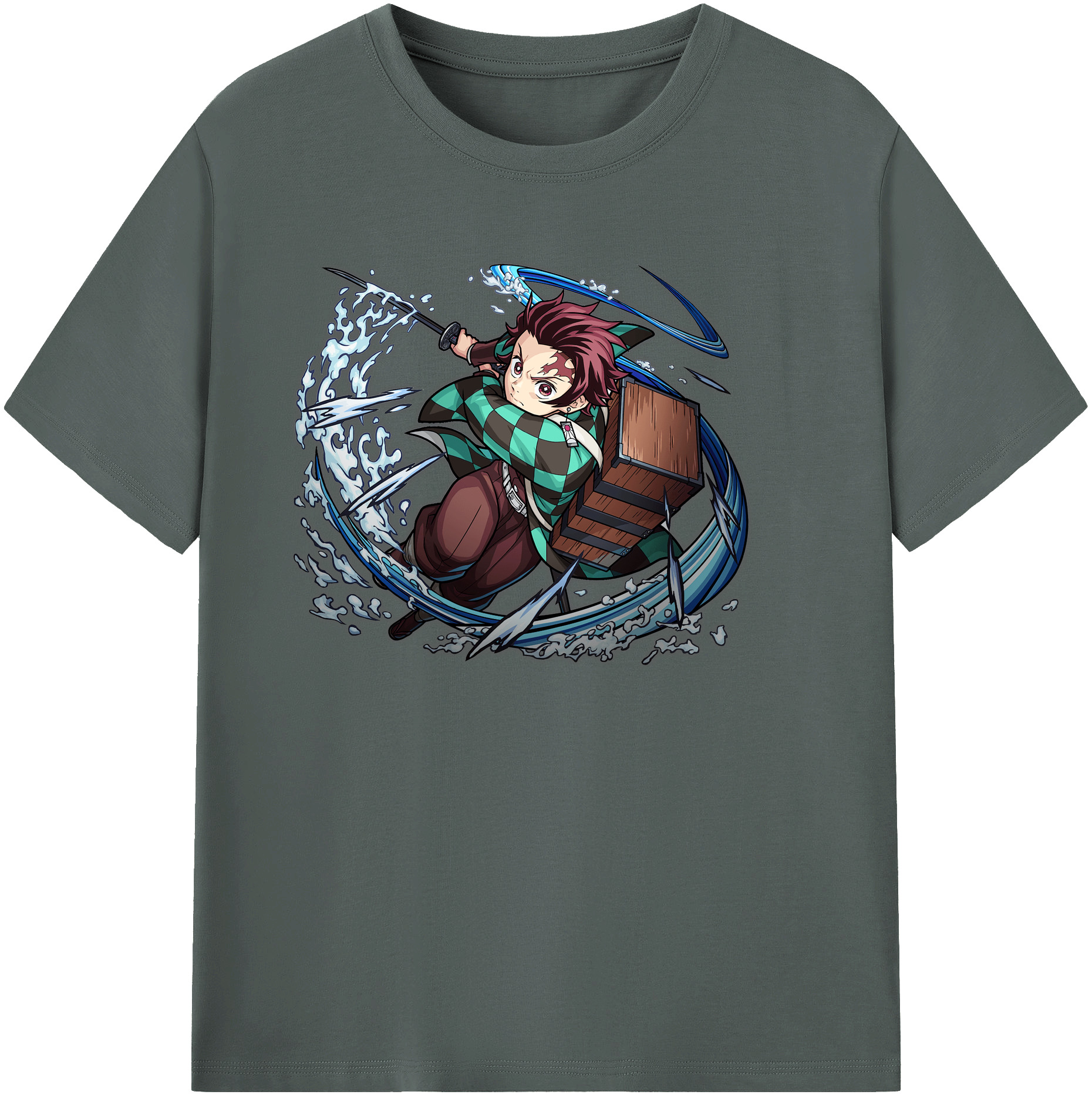 （画像用） 鬼滅の刃 竈門 炭治郎／かまど たんじろう Kamado Tanjirou 綿100％ メンズ半袖Tシャツ｜肌触りやわらか＆通気性